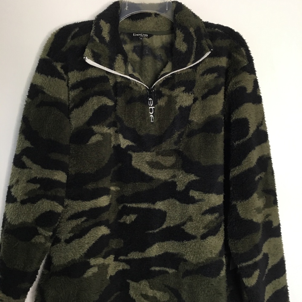 bebe sport Camo Fleece Zipper Sweatshirt 1X